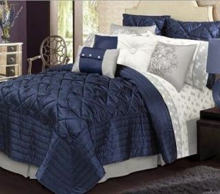 FULL / QUEEN   RARE   Daisy Fuentes   Royale Blue Satin COVERLET