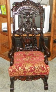 Carved Griffin Mahogany Throne Chair / Parlor Armchair (AC93)