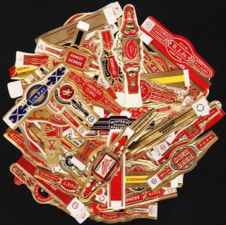 Lot of 74 old original CIGAR BAND LABELS all different unused new old 
