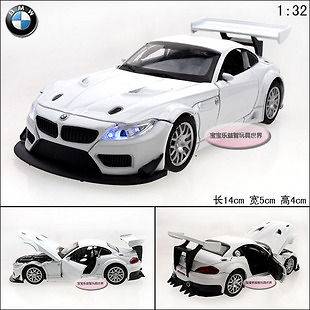New 132 BMW Z4 GT3 Alloy Diecast Car Model Toy With Sound&Light White 