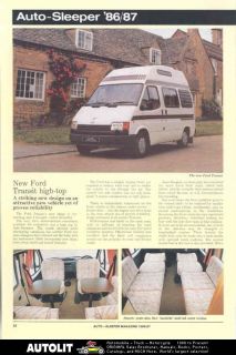 1986 87 Auto Sleeper Ford Renault Motorhome RV Article