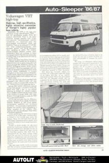 1986 87 Auto Sleeper Volkswagen Motorhome RV Article