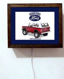 Ford Bronco 1973 Retro Advertising Sales Service Dealer Shop Light 