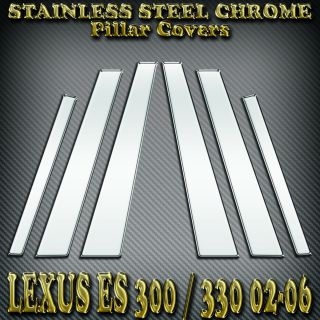 Lexus ES 02 06 STAINLESS STEEL Pillar SS 6pc ss post window CHROME 