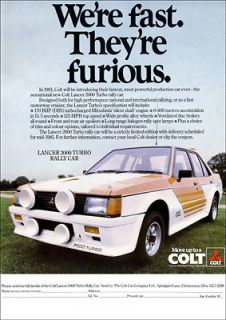 MITSUBISHI LANCER 2000 TURBO RALLY CAR RETRO A3 POSTER PRINT FROM 80s 