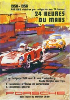 VINTAGE PORSCHE RACING POSTER 24 Heures du Mans RARE