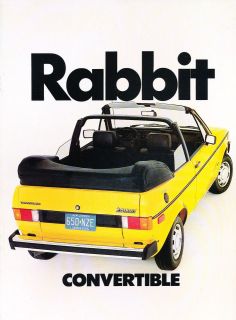 1982 Volkswagen VW Rabbit Convertible Original Sales Brochure Catalog 