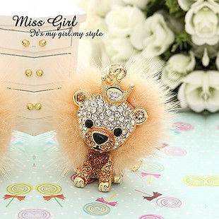Swarovski Crystal Gift Gold Animal Lion King Designer Keychains Rings 