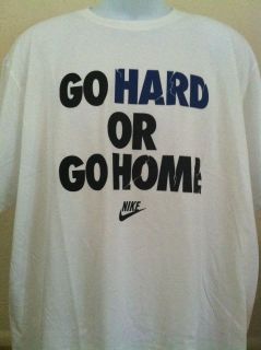 NWT NIKE GO HARD OR GO HOME REGULAR FIT T SHIRT WHITE BLUE AND BLACK