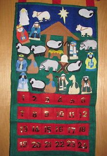 Advent Fabric Hanging Nativity Calendar   24x14 Plus 24 Day 