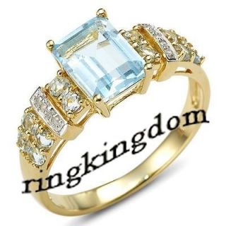 Size 6,7,9,10 Jewelry Mans Blue Aquamarine 10KT yellow Gold Filled 