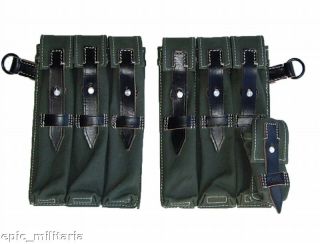   WWII GERMAN ARMY MP40 AMMO AMMUNITION POUCHES GREEN CANVAS