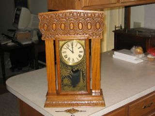 Antique Gilbert Gingerbread Kitchen Mantle Clock. WORKS