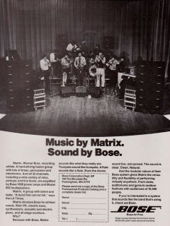 1979 BOSE 1800 POWER AMP 802 LOUDSPEAKER MUSIC BY MATRIX PRINT AD