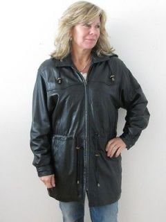   BLACK HOODED LADIES PARKA ANORAK JACKET THINSULATE LINED COAT~S/M