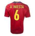 Adidas Spain Iniesta 6 Home Soccer Jersey 12/13 Authentic Name and 