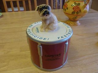 Capstar Flea Meds Ad Veterinary Dog Biscuit Jar Barking Pug Light 