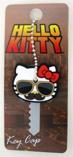   Hello Kitty Mustache with Sunglasses Red Bow Rubber Key Cap Cover NEW