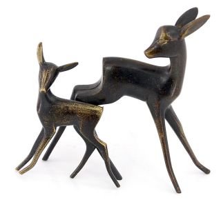 Karl Hagenauer Bronze Sculpture Figure 2 Doe Deer Austria WHW