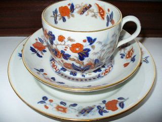 DAVENPORT STONE CHINA TRIO CUP SAUCER PLATE FLORAL DECORATION 19TH 