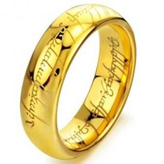18K Gold Plated Tungsten Carbide Ring LOTR Lord The Ring Wedding 
