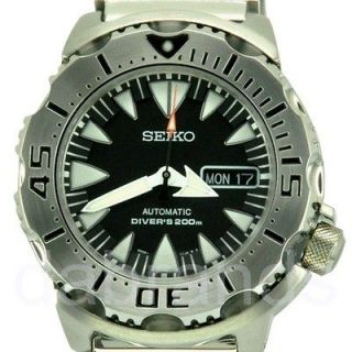 Seiko Mens Automatic Monster Divers Black Dial WR200M Watch SRP307 