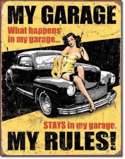 Legends My Garage My Rules What Happens Stays Funny Tin Sign Home 
