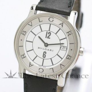 Mens Bvlgari Solotempo SS White Dial Wristwatch Excellent Condition