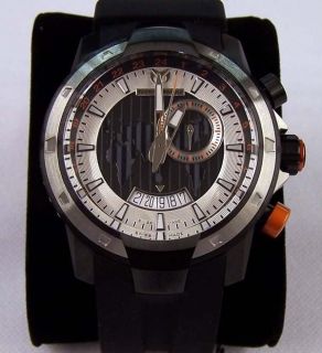 TechnoMarine Watch Swiss UF6 Magnum GMT Alarm Black Rubber 610005 NEW