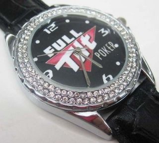 118 Diamond Crystal Leather Watch   Full Tilt Poker