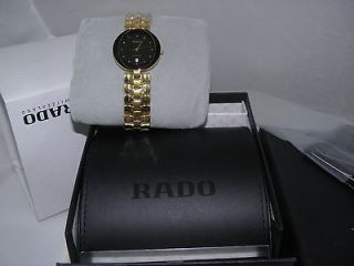 Mens Rado Florence R41766163 Black Tapestry Dial Gold Plated Watch 