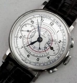 Steel Chronograph with Tachometer Omega Ref.2393/2.Circa 1947s Cal 33 