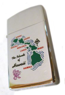 Zippo Lighter Slim 1961 Islands of Hawaii   RARE VINTAGE EDITION