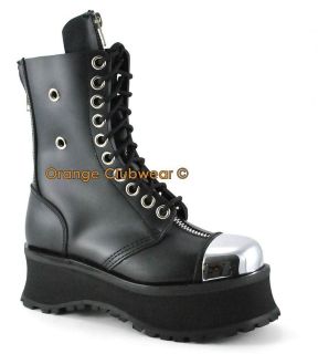 DEMONIA POLE CLIMBER 10 Punk Gothic Leather Mens Boots