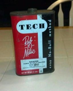 Vintage 50s TECH rub o matic tire repair product metal can sign~gas 