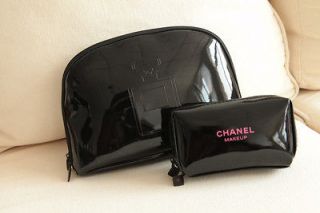 Set of 2 CHANEL Perfumes cosmetic makeup zipper bag CHANEL Logo