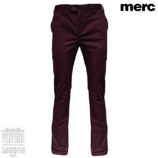 New Merc London Burgundy/Wine Sta Press Mod Winston Trousers Sizes 30 