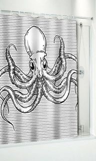 Sourpuss Sea Animal OCTOPUS Shower Curtain Retro Vintage inspired