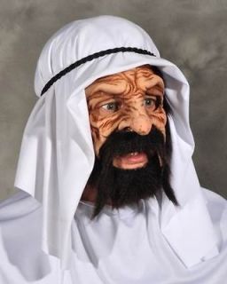 realistic quality sheik oil king mask moving mouth arab adult hair 