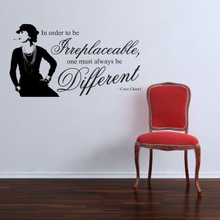 IRREPLACEABLE  COCO CHANEL WALL ART STICKER QUOTE DECAL