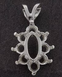 8x4mm Marquis Cluster Solid Sterling Silver Cast Pendant Setting
