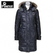 New Pikeur Artika Ladies Long Down Coat   Fur Collar + Hood   Navy 