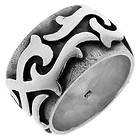 925 Sterling Silver Barb Wire Tribal Tattoo 13mm Wide Band Ring Size 9 
