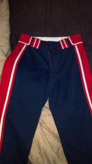 blue, red and white boombah 34 extra long baseball softball pants