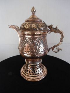New Hand carved hammered engraved kashmir tea samovar pure copper