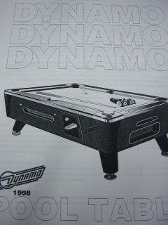 Dynamo Pool Table Service, Maintenance, Instructional Manual Guide 