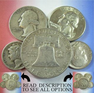 oz U.S. SILVER COINS 90% pure Pre 1965 US Half Dollar Quarters Dimes 