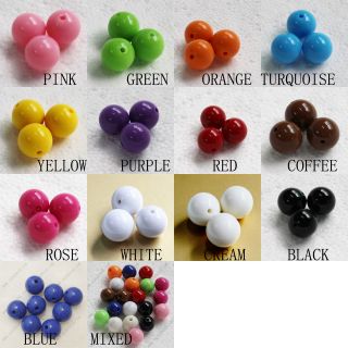 Assorted Color & Size Acrylic Plastic Bubblegum Round Spacer Beads 