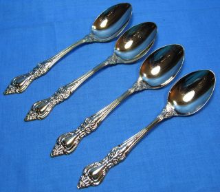   Floral 24K Gold Plate Stainless Japan Four Teaspoons Spoons Spoon