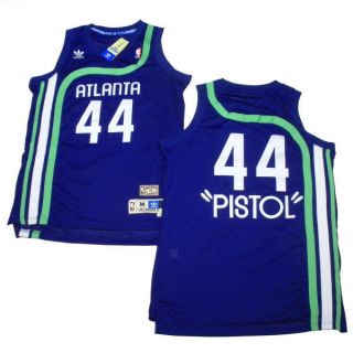PISTOL PETE MARAVICH Atlanta Hawks Adidas Throwback Jersey BLUE